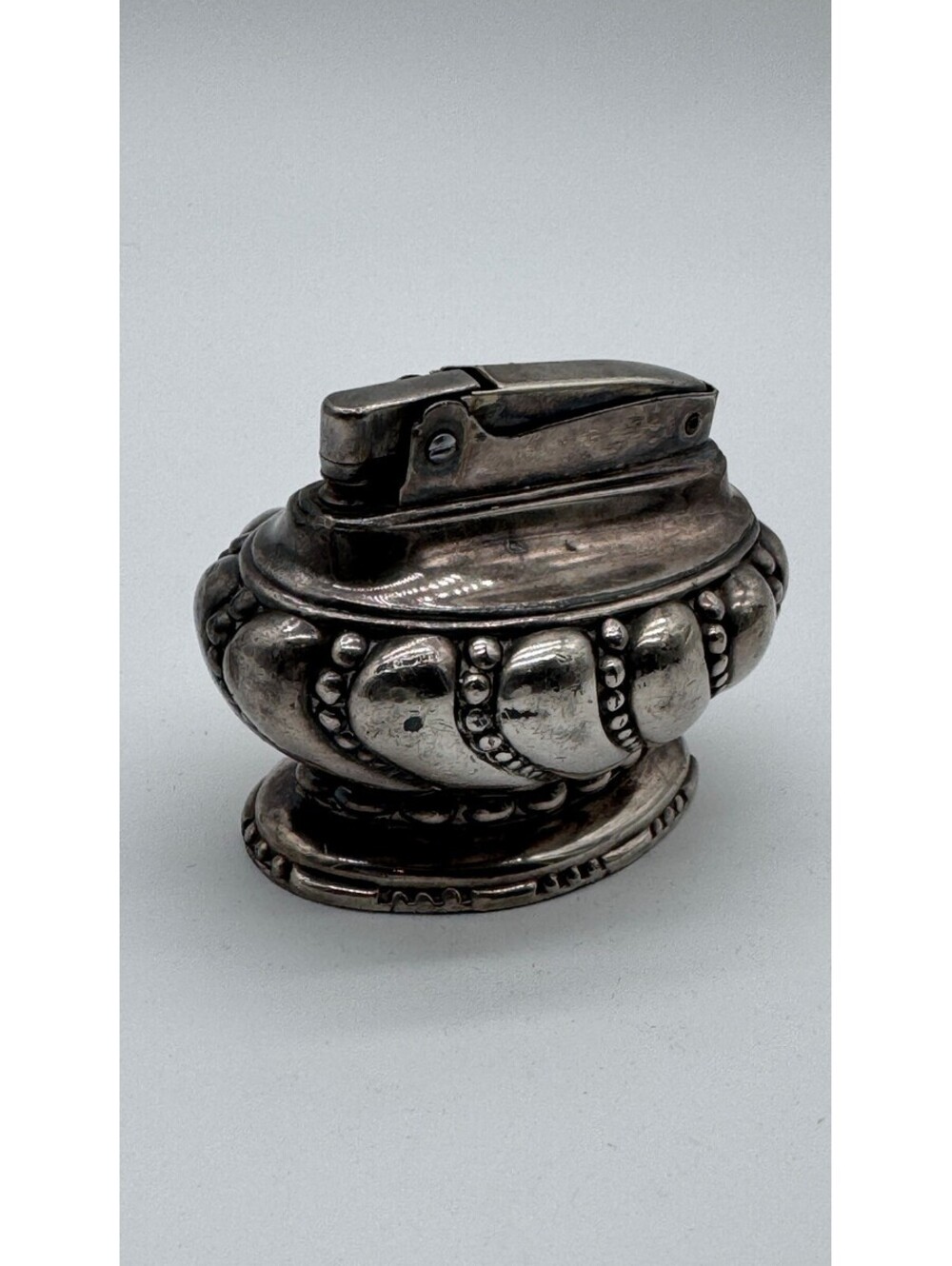 Vintage Ronson Crown Table Lighter Early Era Silver Plate 1930s 1940s